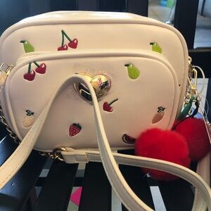 Betsey Johnson spring fruit purse Elegant White Crossbody Bag with Fruit Accents